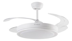Ventilador De Techo Retráctil Etheos 100w Luz Led Control Cantidad De Aspas 4 Estructura Blanco Aspas Transparente Diámetro 120 Cm Material De Las Aspas Plástico Gvti-vtrn