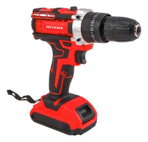 Taladro Percutor Miyawa 10 Mm 1420rpm Con 2 Baterias De 12 Volts Ion Litio 25 Pos C Color Rojo