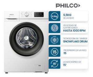 Lavarropas Automático Philco Phlf6510b 6.5kg 1000rpm Blanco