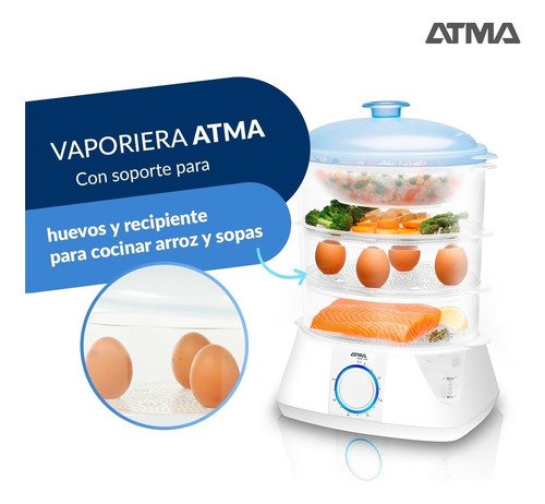 Vaporiera Atma Va8112n Con 3 Bandejas Y Apagado Automático Color Blanco - Imagen 9