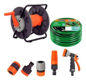 Kit Tramontina Enrollador + Manguera Y Acoples De 20 Mts