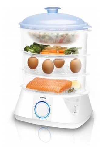 Vaporiera Atma Va8112n Con 3 Bandejas Y Apagado Automático Color Blanco