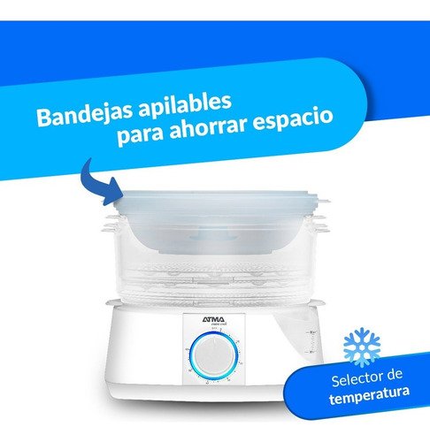 Vaporiera Atma Va8112n Con 3 Bandejas Y Apagado Automático Color Blanco - Imagen 7