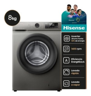 Lavarropas Hisense Wfqp8014t Inverter Automático Carga Front Color Gris