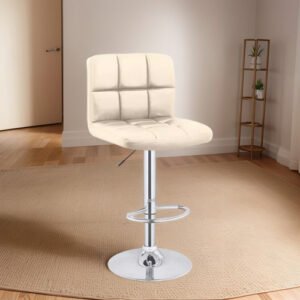 Combox2 Banqueta Alta Silla Bar Respaldo Cromada Color Crema