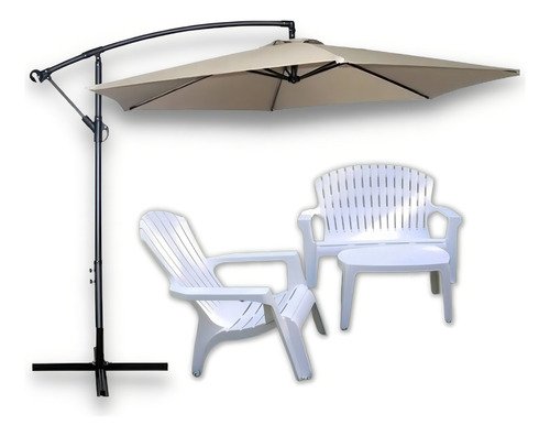 Sombrilla Jardin Lateral Grande 3 X 3mt Con Manivela Gris - Imagen 4