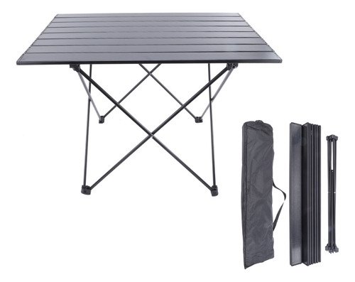 Mesa Plegable Para Camping De Aluminio C/bolso 68x47x46 Cm C Negro