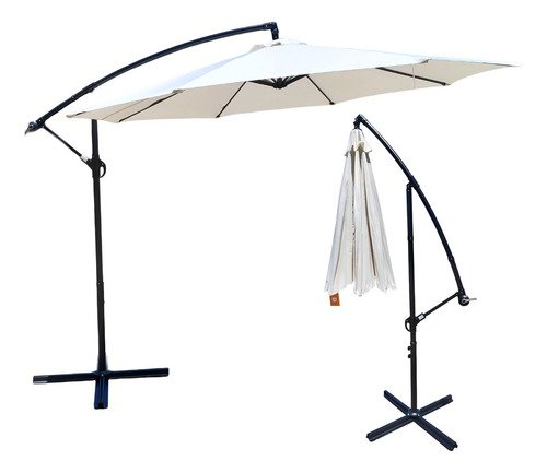 Sombrilla Jardin Lateral Grande 3 X 3mt Con Manivela Gris - Imagen 3