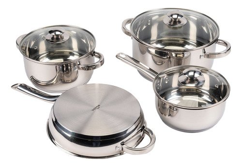 Bateria Cocina Triple Fondo Acero Inox 4pzs Sarten Y 3 Ollas Plateado - Imagen 9