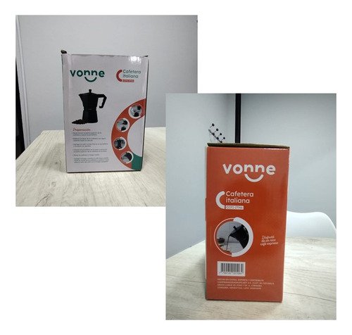 Cafetera Aluminio Italiana Negra 6 Tazas Cafe Vonne Color Negro - Imagen 4