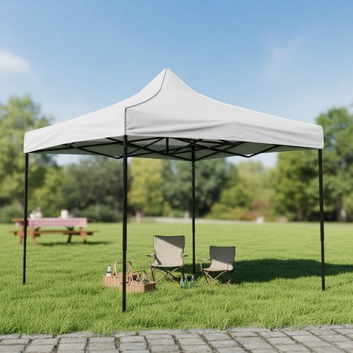 Gazebo Plegable Kushiro 3x3 M Tela Oxford Aprueba Agua/uv Blanco - Imagen 2