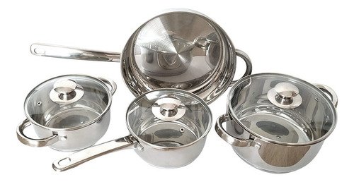 Bateria Cocina Triple Fondo Acero Inox 4pzs Sarten Y 3 Ollas Plateado - Imagen 7