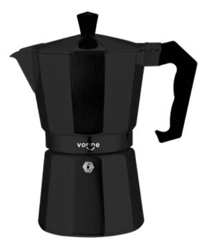 Cafetera Aluminio Italiana Negra 9 Tazas Cafe Vonne 450ml - Negro