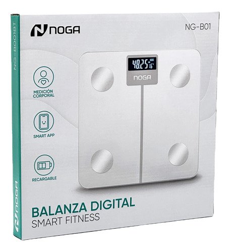 Balanza Digital Smart Fitness Med Corp App Recargable Noga Blanco - Imagen 4