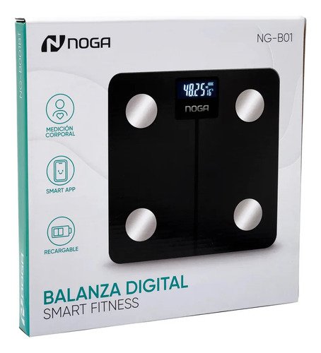 Balanza Digital Smart Fitness Med Corp App Recargable Noga Negro - Imagen 4