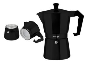 Cafetera Aluminio Italiana Negra 6 Tazas Cafe Vonne Color Negro