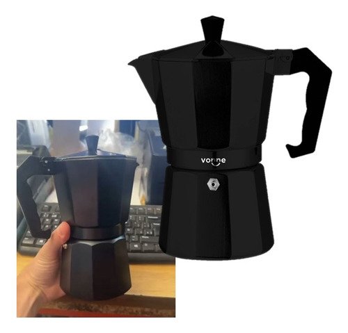 Cafetera Aluminio Italiana Negra 6 Tazas Cafe Vonne Color Negro - Imagen 3