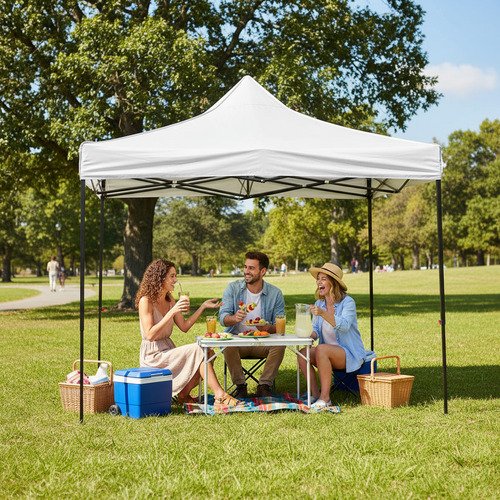 Gazebo Plegable Kushiro 3x3 M Tela Oxford Aprueba Agua/uv Blanco - Imagen 3