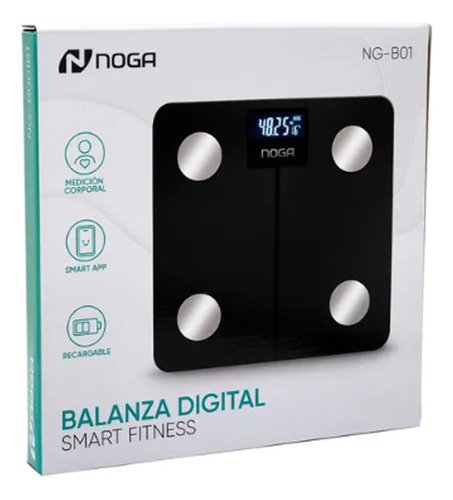 Balanza Noga Digital Smart Fitness Med Corp App Recargable Negro - Imagen 2