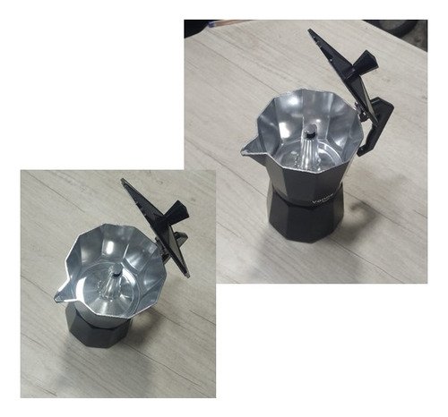 Cafetera Aluminio Italiana Negra 6 Tazas Cafe Vonne Color Negro - Imagen 5