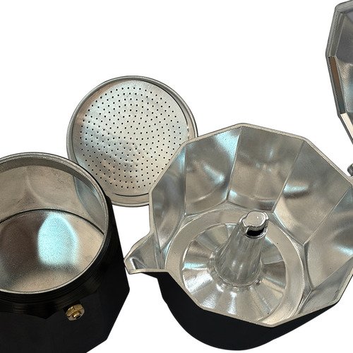 Cafetera Aluminio Italiana Negra 9 Tazas Cafe Vonne 450ml - Negro - Imagen 3