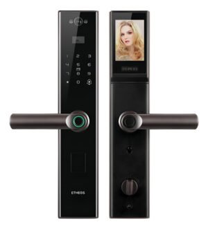 Cerradura Inteligente Wifi Con Cámara Y Huella Codigo Tarjet - Negro