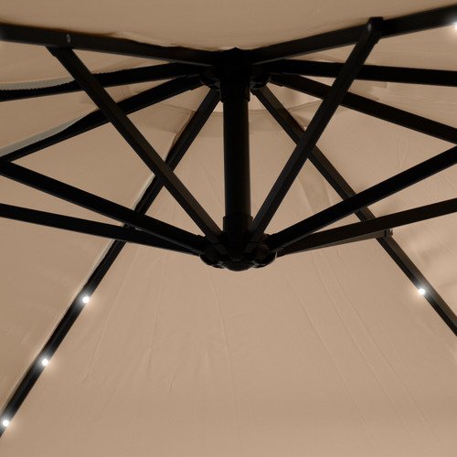 Sombrilla De Jardín Lateral Con Luces Led Beige Kushiro 3m Lisa - Imagen 3