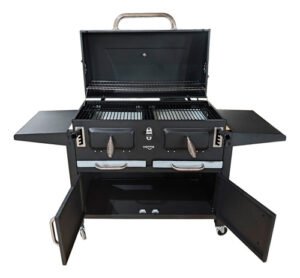 Parrilla Para Balcón Portátil Carbon Movil Con Ruedas Tapa Negro