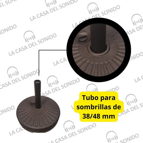 Base Sombrilla Central 22 Kg Contrapeso 51 Cm 38/48 Mm Color - Gris Oscuro - Rayas - Imagen 2