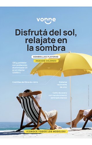 Sombrilla Playa Jardin Grande 2 Metros Reforzada Inclinacion Color Azul - 2mts - Imagen 5