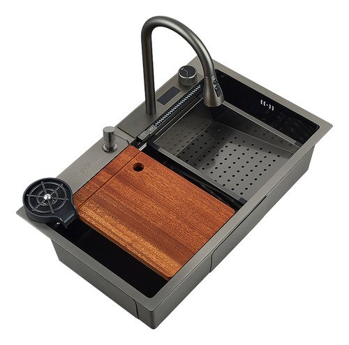 Pileta Bacha De Cocina Inteligente Multifunción Acero Gris Acero - Imagen 2