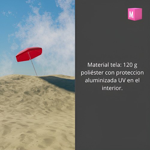 Sombrilla Playa Jardin Grande 2 M Reforzada Inclinaci Color Color Roja - 2mts - Imagen 7