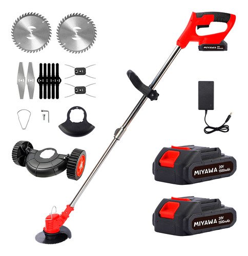 Bordeadora Inalambrica Recargable Miyawa 20v Con Accesorios Rojo