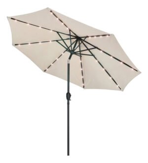 Sombrilla Jardin Central Aluminio 3m Kushiro Led Solar Natur Natural Lisa