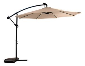 Sombrilla De Jardín Lateral Con Luces Led Beige Kushiro 3m Beige Liso