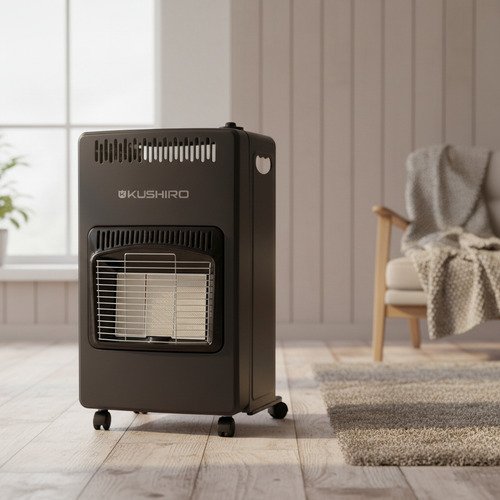 Estufa Garrafera Plegable 4200w Gas Envasado Glp Garrafa De 10kg Con Válvula De Seguridad Tres Niveles De Potencia Kushiro Negro