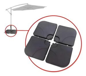 Pack X4 Bases Contrapeso Recargables Para Sombrilla Lateral Negro Lisa