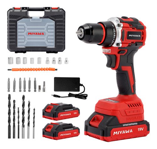 Taladro Percutor 10 Mm Compacto Miyawa Brushless 19v Cobre Rojo - Imagen 2