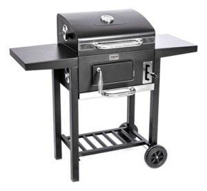 Parrilla Portátil Con Tapa Rueda Cajon Reloj Vonne Chulengo Negro