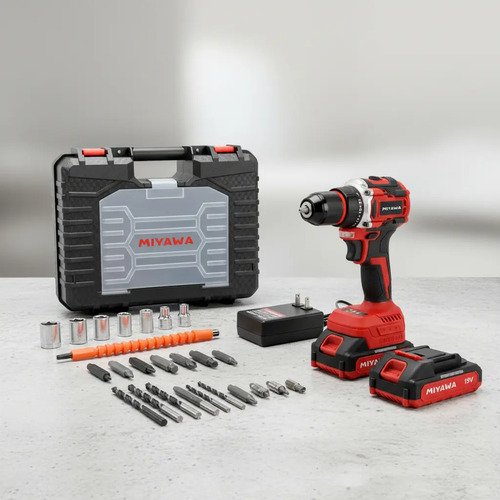 Taladro Percutor 10 Mm Compacto Miyawa Brushless 19v Cobre Rojo