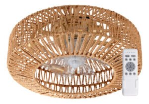 Luminaria Techo Ratan Con Ventilador C Control Etheos Lare 50 Cm Ratán Transparente Acrílico 6