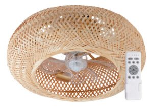 Luminaria De Techo Bambú Con Ventilador Etheos Control Remot Bambú