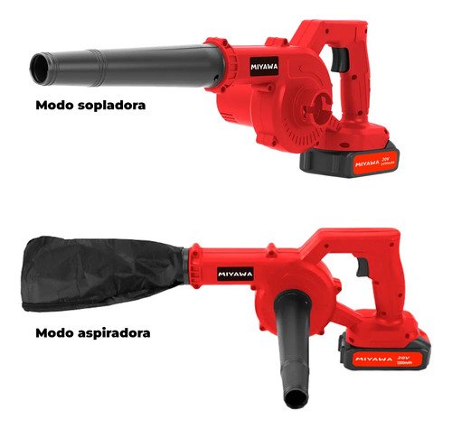 Sopladora Aspiradora 20v Inalámbrica 2 En 1 Con 2 Baterías Rojo Y Negro Rojo/negro - Imagen 3