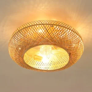 Luminaria De Techo Bambú Con Ventilador Etheos Bambú