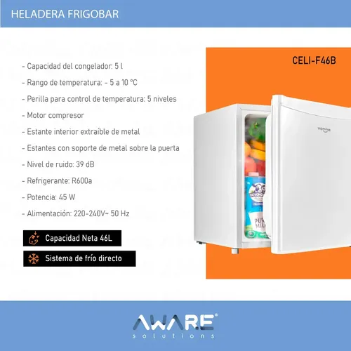 Heladera Vonne Frigobar 46 L Con Luz Interior, Blanca Blanco - Imagen 5