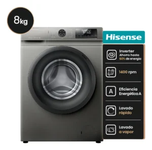 Lavarropas Hisense Wfqp8014t Inverter Automático Carga Front Color Gris
