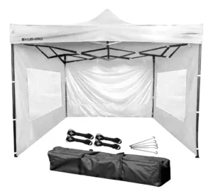 Gazebo Kushiro Autoarmable De Acero 3x3 Mts Con Paredes Blanco