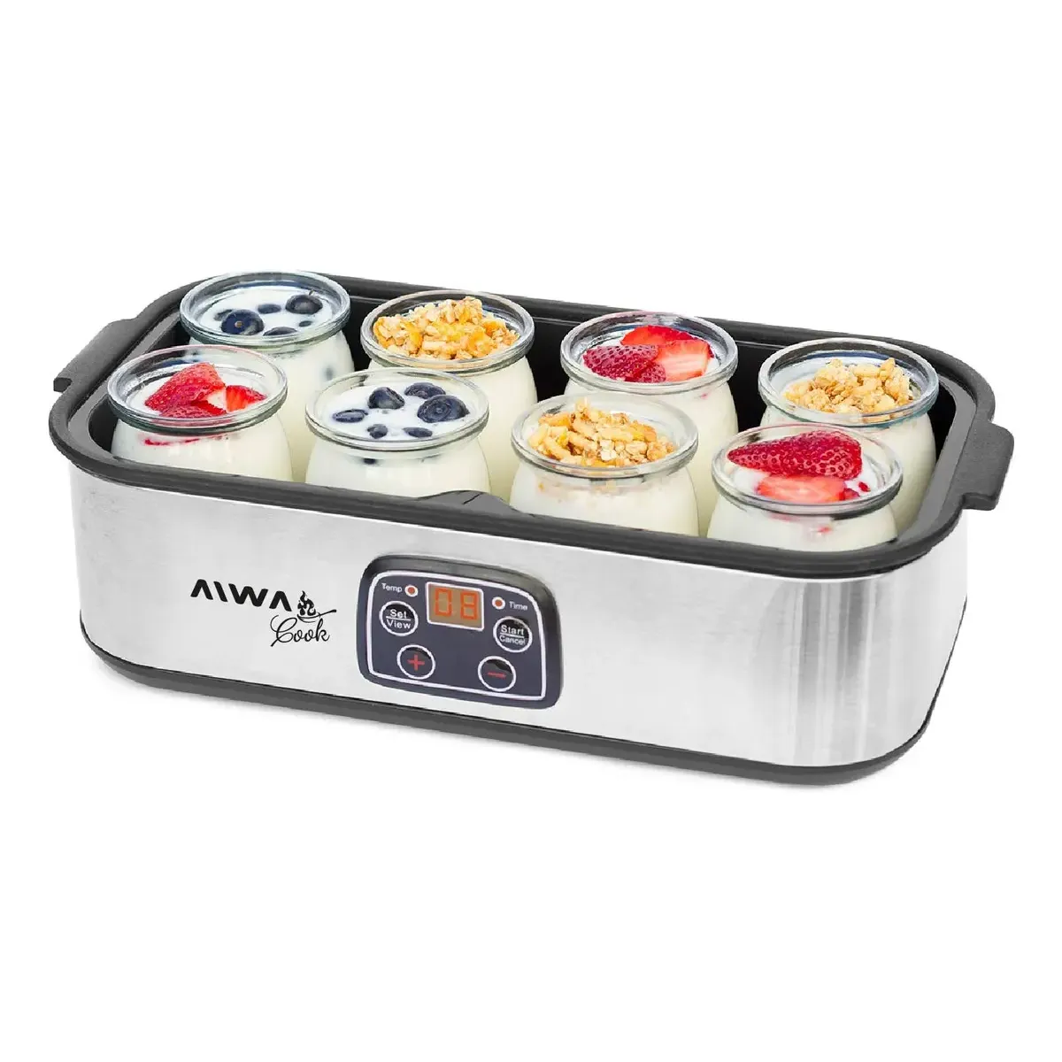 Yogurtera Eléctrica Aiwa 8 Frascos De 180ml - 1,4l Digital Color Plateado/Negro - Imagen 2