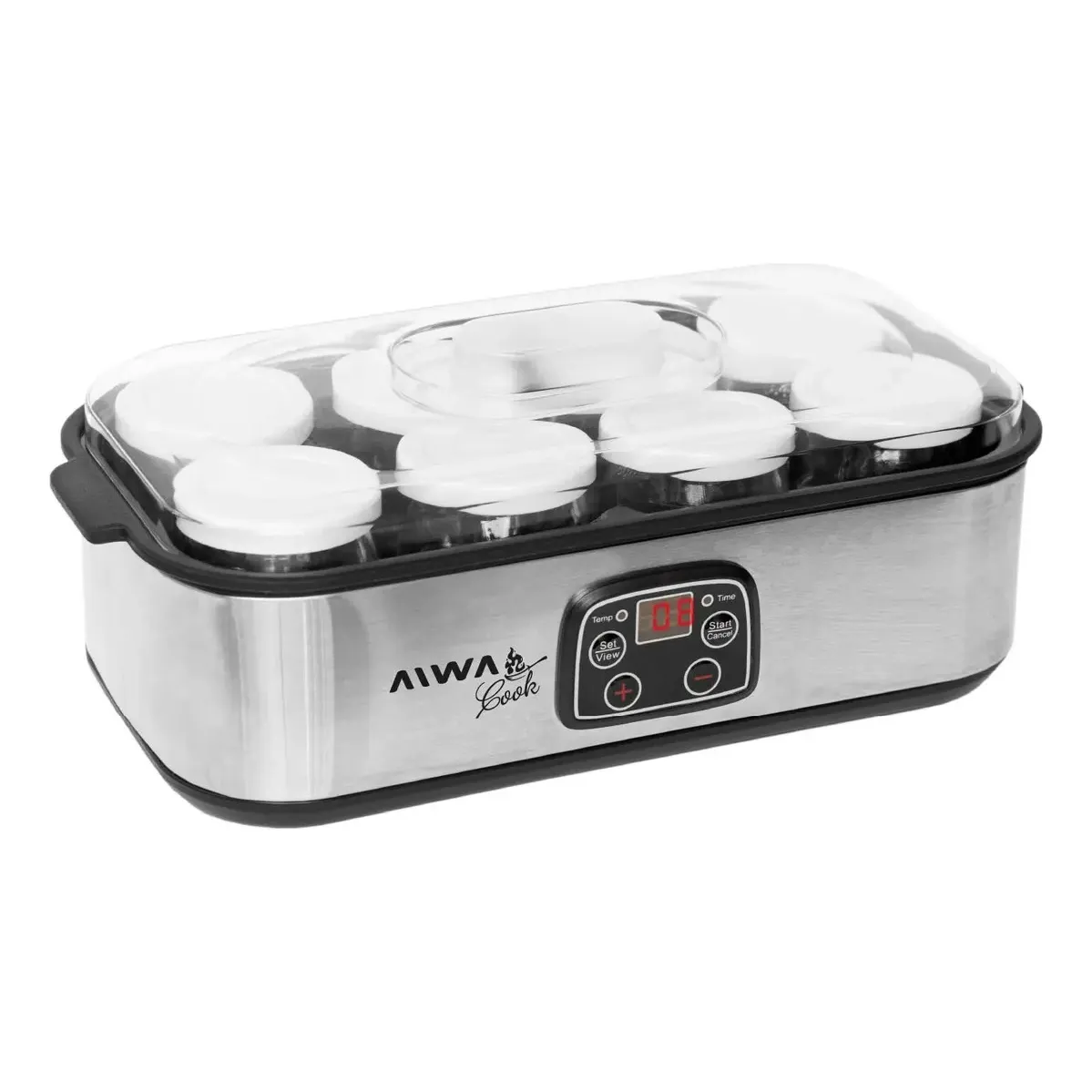Yogurtera Eléctrica Aiwa 8 Frascos De 180ml - 1,4l Digital Color Plateado/Negro - Imagen 3