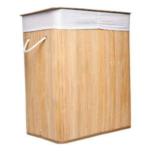 Cesto canasto De Ropa Sucia Doble Rectangular Bambu Plegable Color Marrón Cesto doble